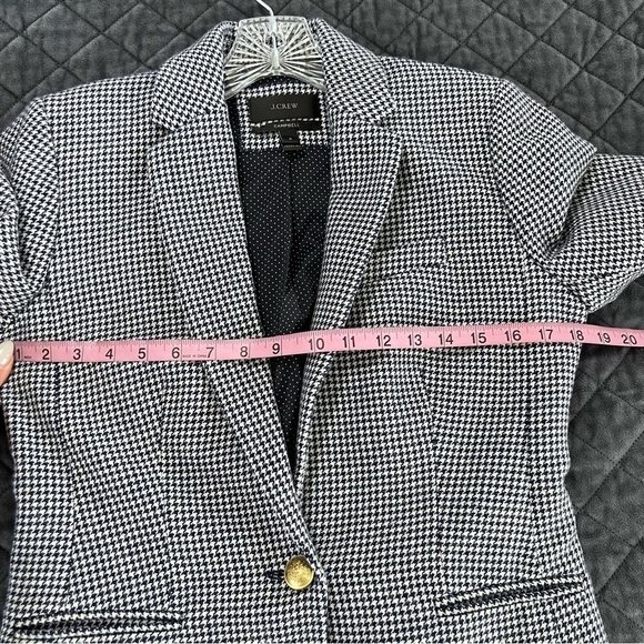 J. Crew Blazer Women Size 2 Campbell Houndstooth Blue White Jacket Coat Wool - Picture 11 of 11